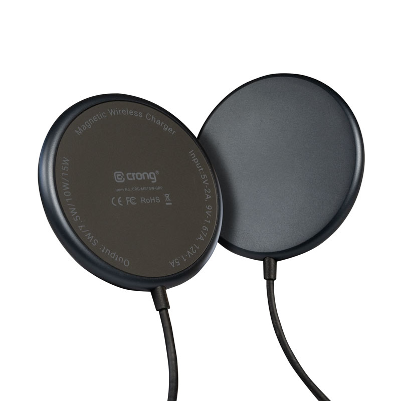 Crong MagSpot Wireless Charger - Aluminiowa ładowarka indukcyjna MagSafe 15W (Graphite) - obrazek 4