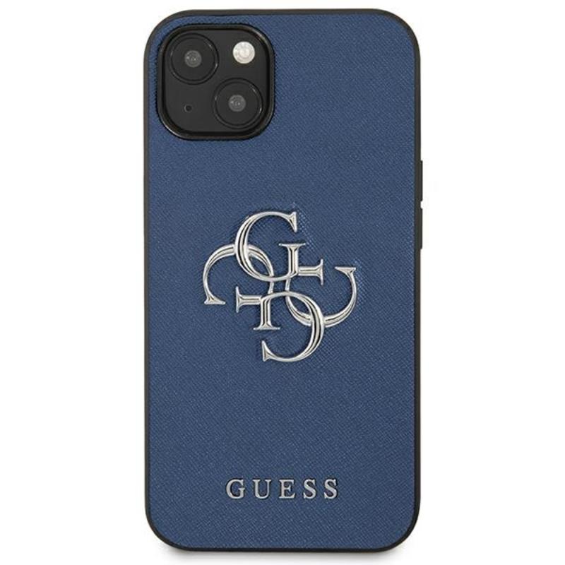 Guess Saffiano 4G Big Silver Logo - Etui iPhone 13 mini (niebieski) - obrazek 3