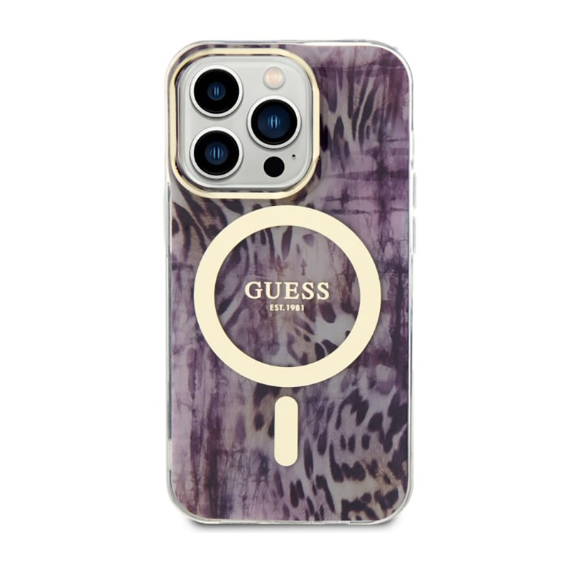 Guess Leopard MagSafe - Etui iPhone 14 Pro Max (Różowy) - obrazek 3