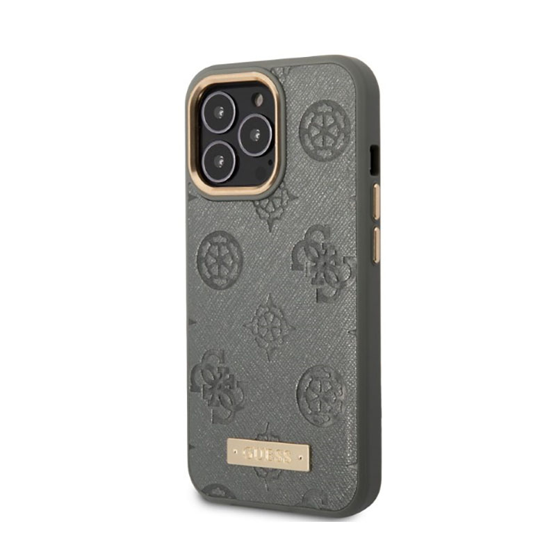 Guess Peony Logo Plate MagSafe - Etui iPhone 13 Pro Max (szary) - obrazek 2