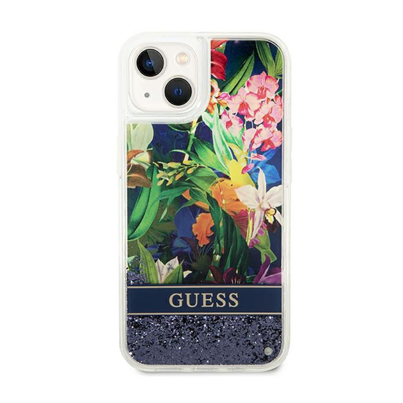 Guess Liquid Glitter Flower - Etui iPhone 14 Plus (niebieski) - obrazek 3