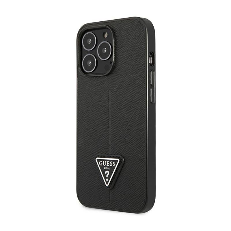 Guess Saffiano Triangle Logo Case - Etui iPhone 14 Pro (czarny) - obrazek 2