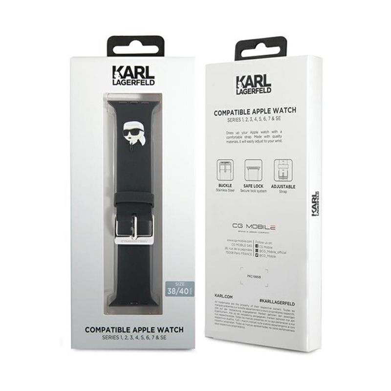 Karl Lagerfeld 3D Rubber Karl Head NFT - Pasek do Apple Watch 38/40/41 mm (czarny) - obrazek 4