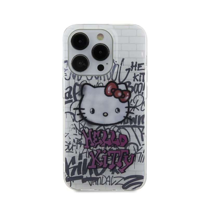 Hello Kitty IML Kitty On Bricks Graffiti - Etui iPhone 14 Pro (biały) - obrazek 3