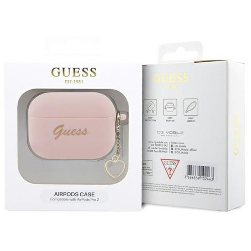 Guess Silicone Heart Charm - Etui AirPods Pro 2 (różowy) - obrazek 4