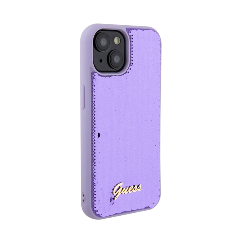 Guess Sequin Script Metal - Etui iPhone 15 (fioletowy) - obrazek 4
