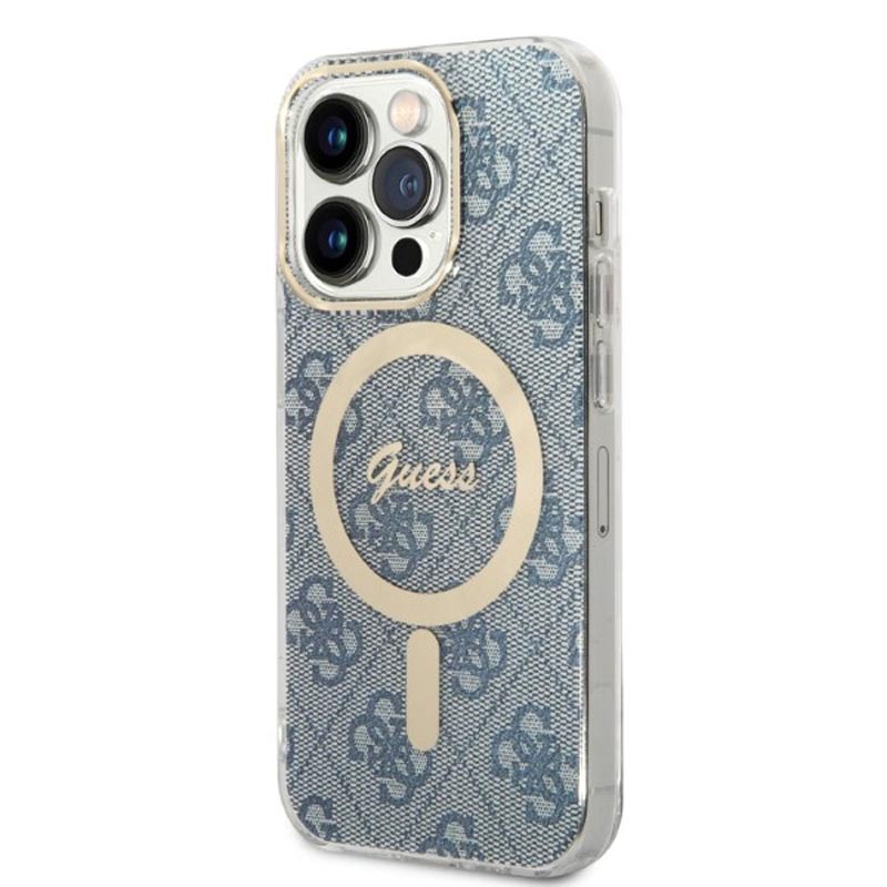 Guess Bundle Pack MagSafe 4G - Zestaw etui + ładowarka MagSafe iPhone 14 Pro Max (niebieski/złoty) - obrazek 3